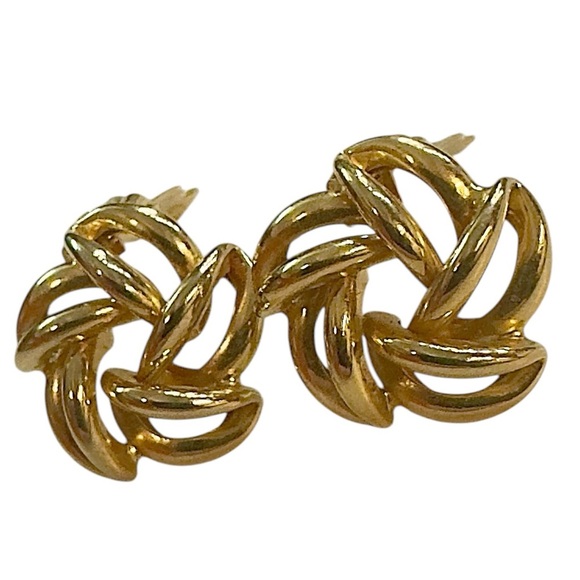 Vintage 14k Yellow Gold Nabco Flower Clip-On Earrings - Picture 5 of 14